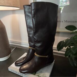 Migliorini Made in Italy Brown Cognac Leather Riding Boots 8 Knee High